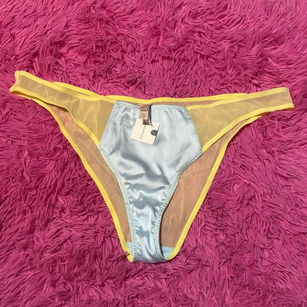 Anthropologie Lyrebird Satin Mesh Bikini Brief Women Size Large